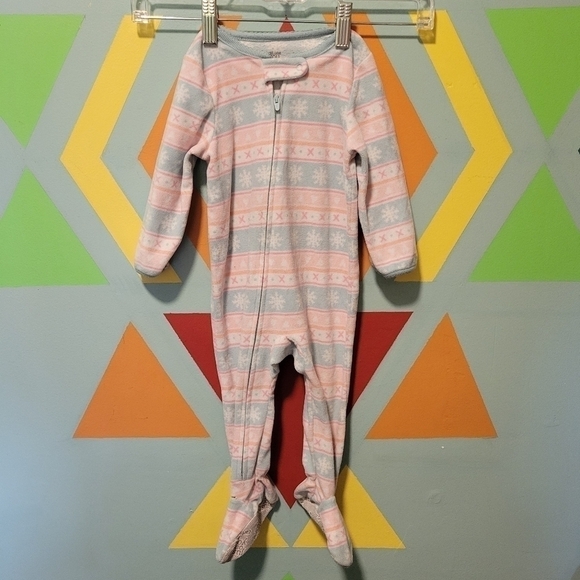 Set Of 2 Carter's Girl's Footie Pajamas Side Foot Zip-Up Size 12 Months - Picture 9 of 13